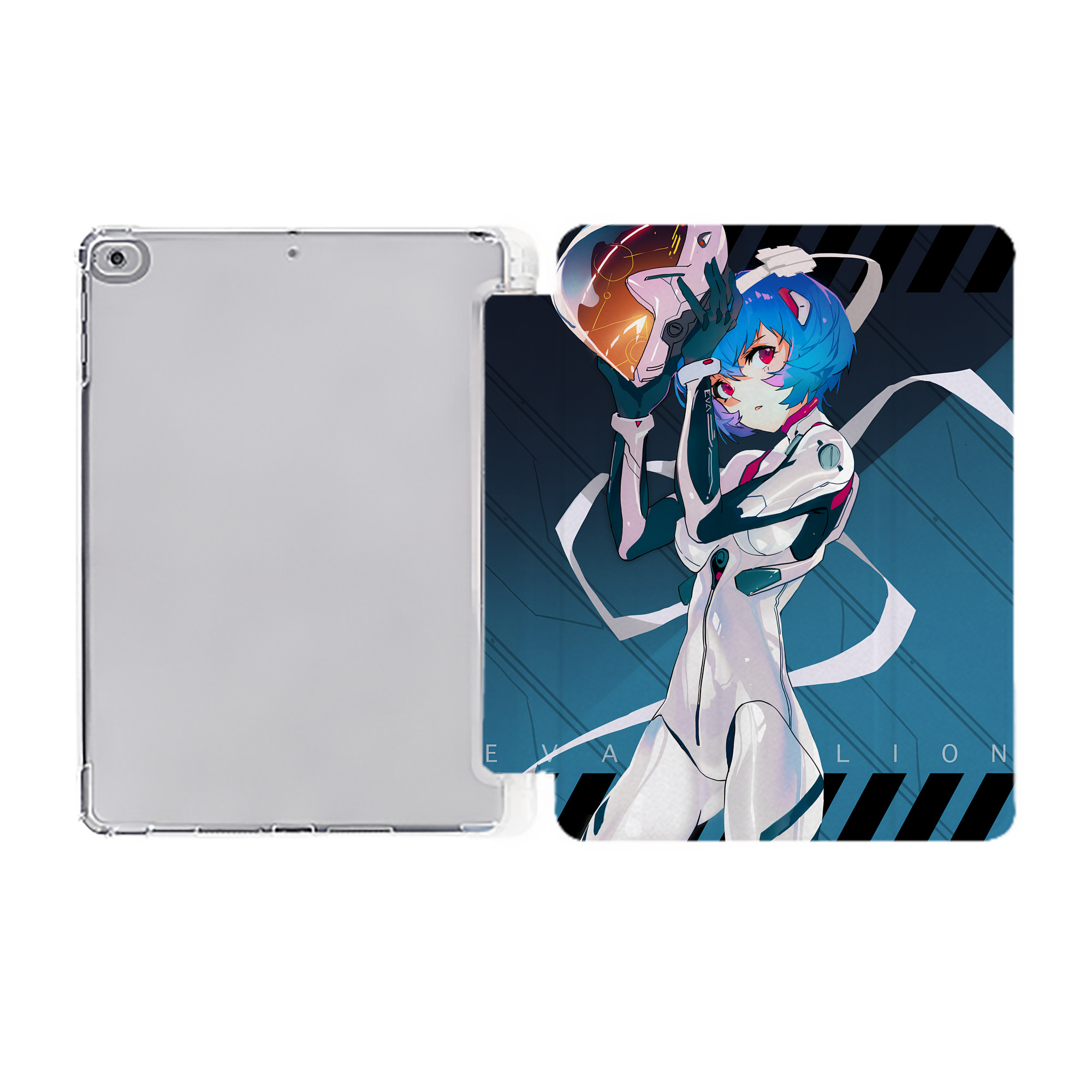 （画像用） EVA 新世紀エヴァンゲリオン IPad ケース ペン収納付き 三つ折りスタンド PUレザー×シリコン 対応機種9.5/10.5/10.9インチ